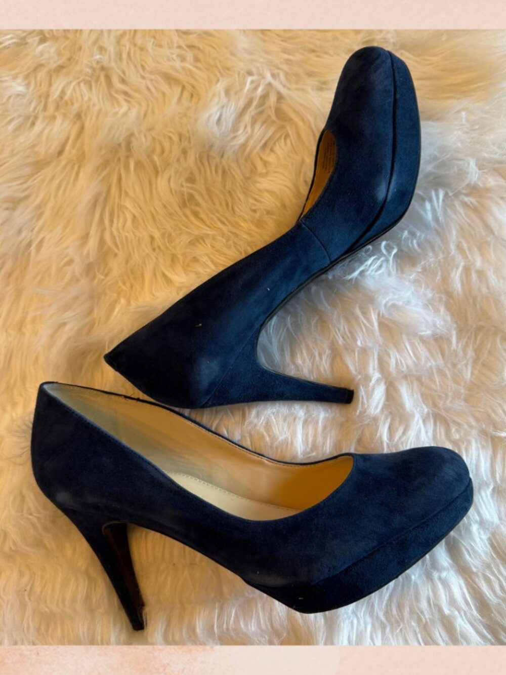 Marc Fisher Navy Blue Suede Platform Pumps
